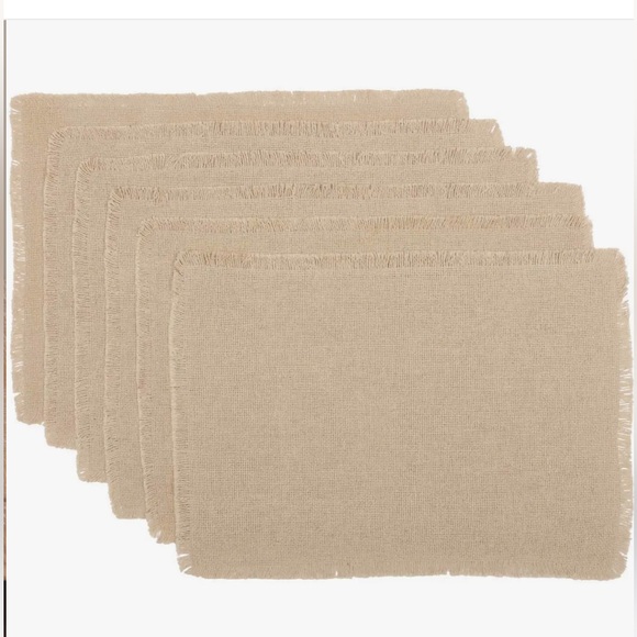 farmhouse Cotton Burlap Placemats -Set of 5 - Picture 3 of 5